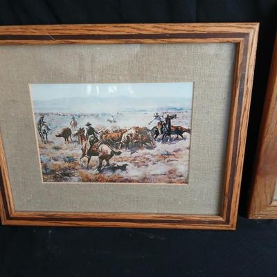 Two wooden framed Charels Russel like Prints