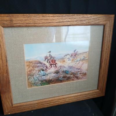 Two wooden framed Charels Russel like Prints