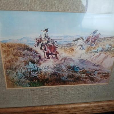 Two wooden framed Charels Russel like Prints