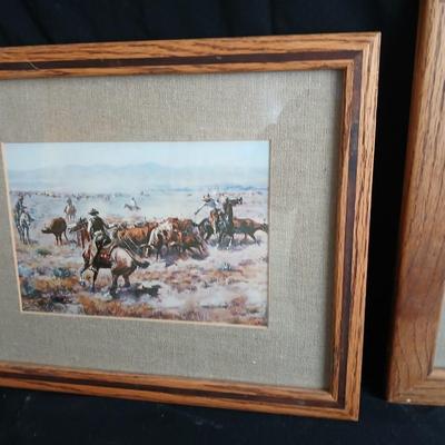 Two wooden framed Charels Russel like Prints