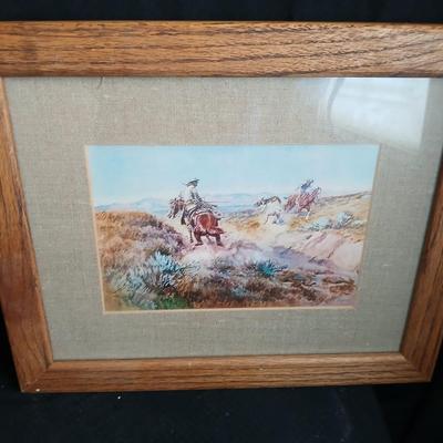 Two wooden framed Charels Russel like Prints