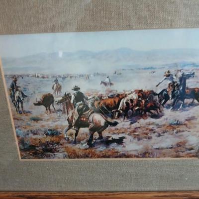 Two wooden framed Charels Russel like Prints