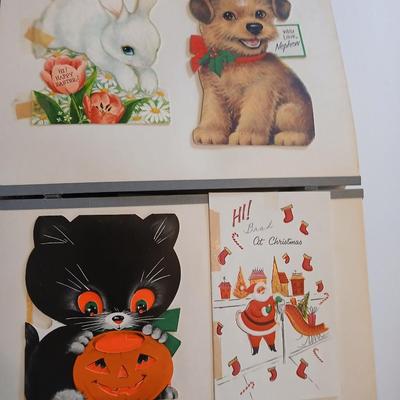 Two scrapbooks FULL of the cutest and funest vintage cards for all holidays!