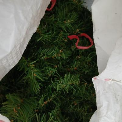 Two large sized Christmas wreaths with Tote full of Greenery / garland