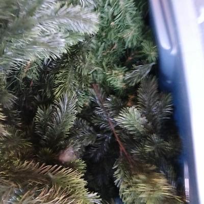 Two large sized Christmas wreaths with Tote full of Greenery / garland