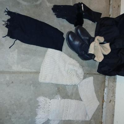 Nice full length Tommy Hilfighter Coat with winterwear and size 8.5M women's MIA boots.