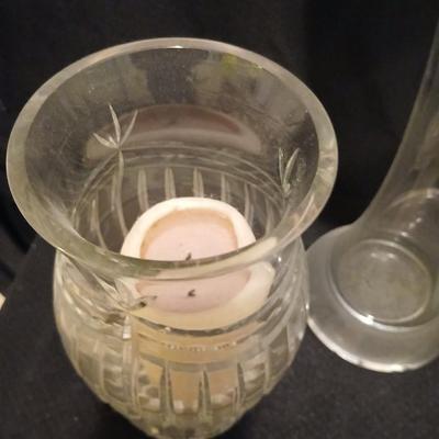 Huge glass vase, Crystal candle holder, small trinket glass containers