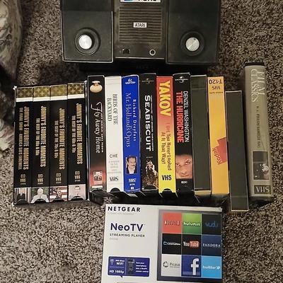 Vintage Atari Pong game, with VHS Tapes and a Neo TV streaming player - A little old - and a little new!
