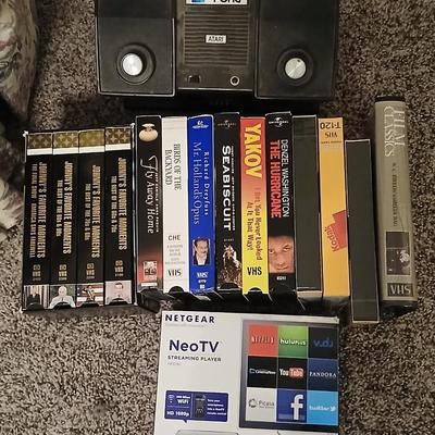 Vintage Atari Pong game, with VHS Tapes and a Neo TV streaming player - A little old - and a little new!
