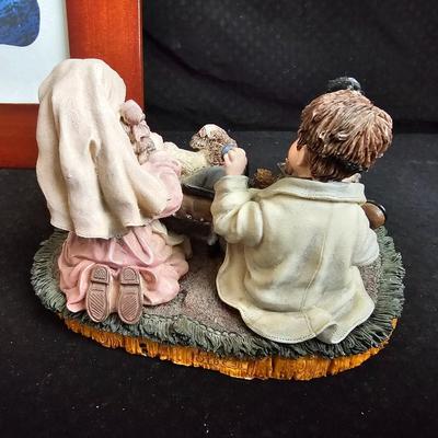 Napco "Little Vet" figure - limited Yesterday's Child figure, framed dog, and small porcelain vintage dogs