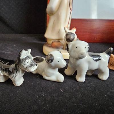 Napco "Little Vet" figure - limited Yesterday's Child figure, framed dog, and small porcelain vintage dogs