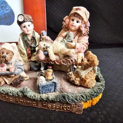 Napco "Little Vet" figure - limited Yesterday's Child figure, framed dog, and small porcelain vintage dogs
