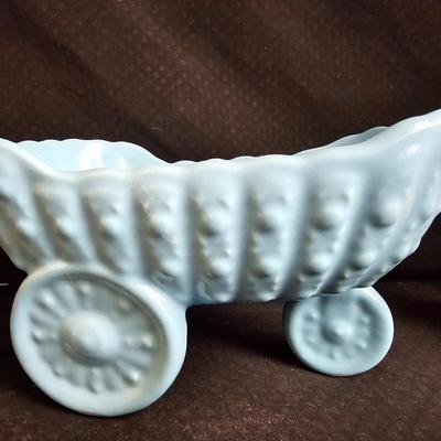 Vintage baby buggy planter with antique Bronzed baby shoes