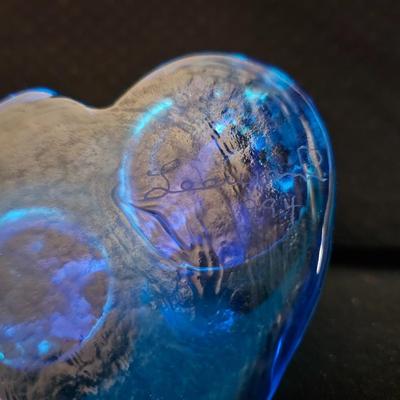Vintage Blue birds of Happiness blue glass figure with a Vintage Hofbauer Byrdes Crystal Bird in Birdcage Glass Figurine Paperweight