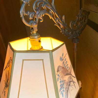 Cast Iron Floor Lamp - Birds Shade