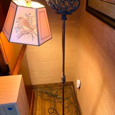 Cast Iron Floor Lamp - Birds Shade