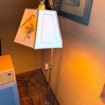 Cast Iron Floor Lamp - Birds Shade