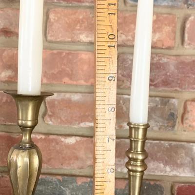 Large Lot of Fancy Brass Candlesticks