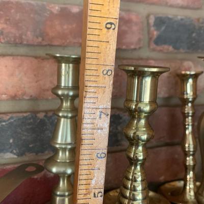 Large Lot of Fancy Brass Candlesticks