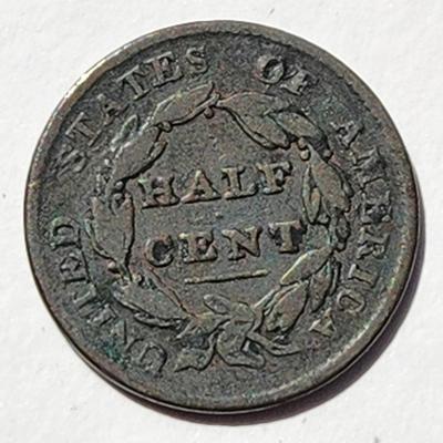 1828 Half Cent United States Coin 13 Stars