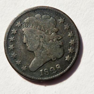 1828 Half Cent United States Coin 13 Stars