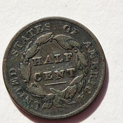 1828 Half Cent United States Coin 13 Stars