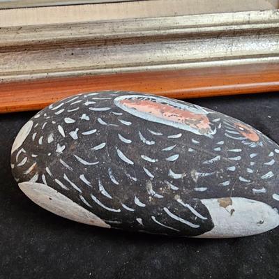 Original handplanted artwork - Signed Perman 79' red fox in the snow- also a little rock rabbit