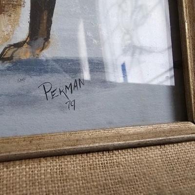 Original handplanted artwork - Signed Perman 79' red fox in the snow- also a little rock rabbit