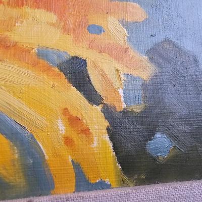 "A fringe of Sunshine painted by Nancy Simmons - Manson 8" x 10" With a metal candle lantern