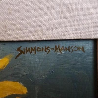"A fringe of Sunshine painted by Nancy Simmons - Manson 8" x 10" With a metal candle lantern