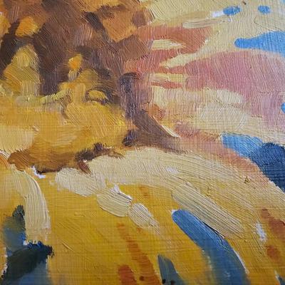"A fringe of Sunshine painted by Nancy Simmons - Manson 8" x 10" With a metal candle lantern