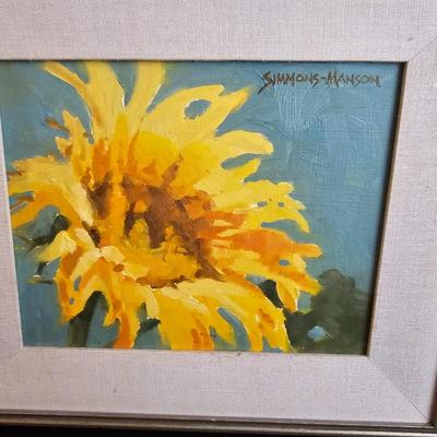 "A fringe of Sunshine painted by Nancy Simmons - Manson 8" x 10" With a metal candle lantern