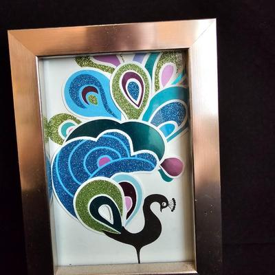 Small framed artwork - Costa Rica - Parrot painted on feathers! and two suncatchers