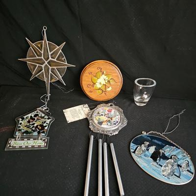 Suncatchers - windchimes - small painted vase and flowers painted on wood