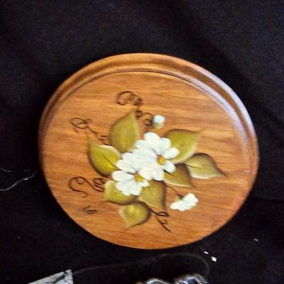 Suncatchers - windchimes - small painted vase and flowers painted on wood