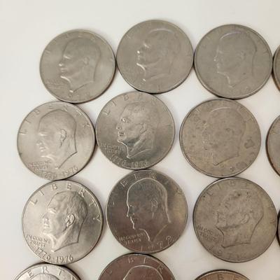Lot of 25 Eisenhower Dollar Coins Mixed Date
