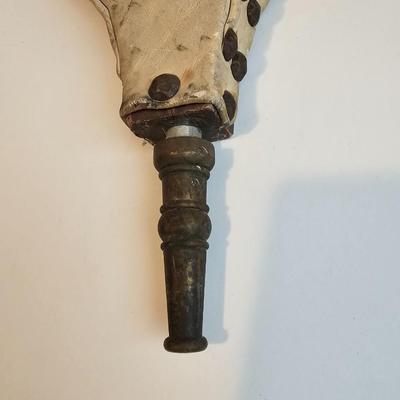 Vintage Brass and leather tooled wood fireplace Bellows