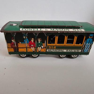 Vintage Plane and Trolly Strombecker Piper Cub Super Sea Scout Model and a Vintage Powell & Mason Streets San Francisco 514 Cable Car...