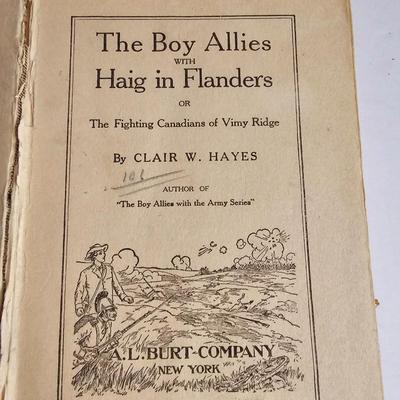 Vintage Wooden Pencil Box Onward Train School and The Boy Allies at Liege by Clair W. Hayes 1915 vintage book