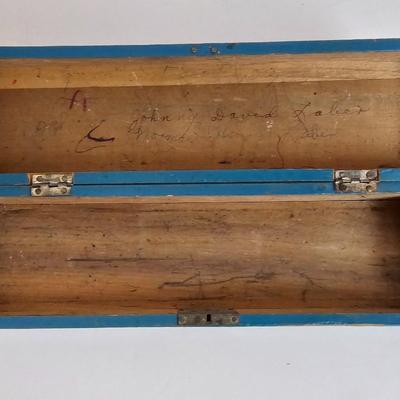 Vintage Wooden Pencil Box Onward Train School and The Boy Allies at Liege by Clair W. Hayes 1915 vintage book