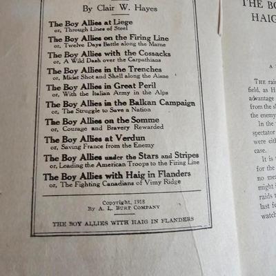 Vintage Wooden Pencil Box Onward Train School and The Boy Allies at Liege by Clair W. Hayes 1915 vintage book