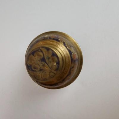 Lots of Adult Trinkets in a cedar box - 1940's lighter keychain -Brass clapper - Vintage Marba wallet and more