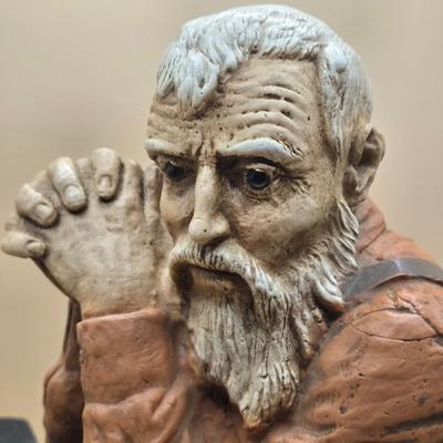 LOT 2: Set of 2 "Man Praying with Dog" by Pat Rankin Figurines