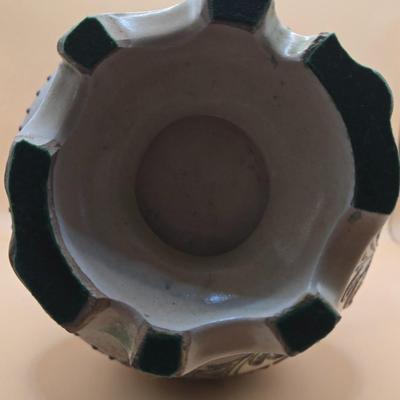 LOT 3: Vintage Ceramic Two Handled Tall Floral Vase