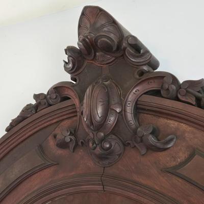 LOT 10: Antique Solid Wood Bed w/Ornate Details