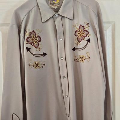 LOT 12: Vintage H Bar C California Ranchwear Embroidered Rockabilly Shirts w/Pearl Snaps