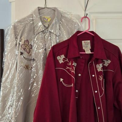 LOT 12: Vintage H Bar C California Ranchwear Embroidered Rockabilly Shirts w/Pearl Snaps