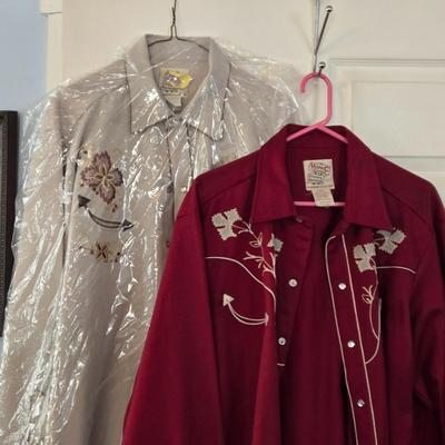LOT 12: Vintage H Bar C California Ranchwear Embroidered Rockabilly Shirts w/Pearl Snaps
