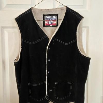 LOT 13: Phase 2 Genuine Leather Vest, Excelled Suede Vest with Sherpa Lining, and Carhart Shirt