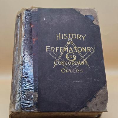 LOT 26: Antique History of Freemasonry and Concordant Orders Book & Small Freemason Dishes